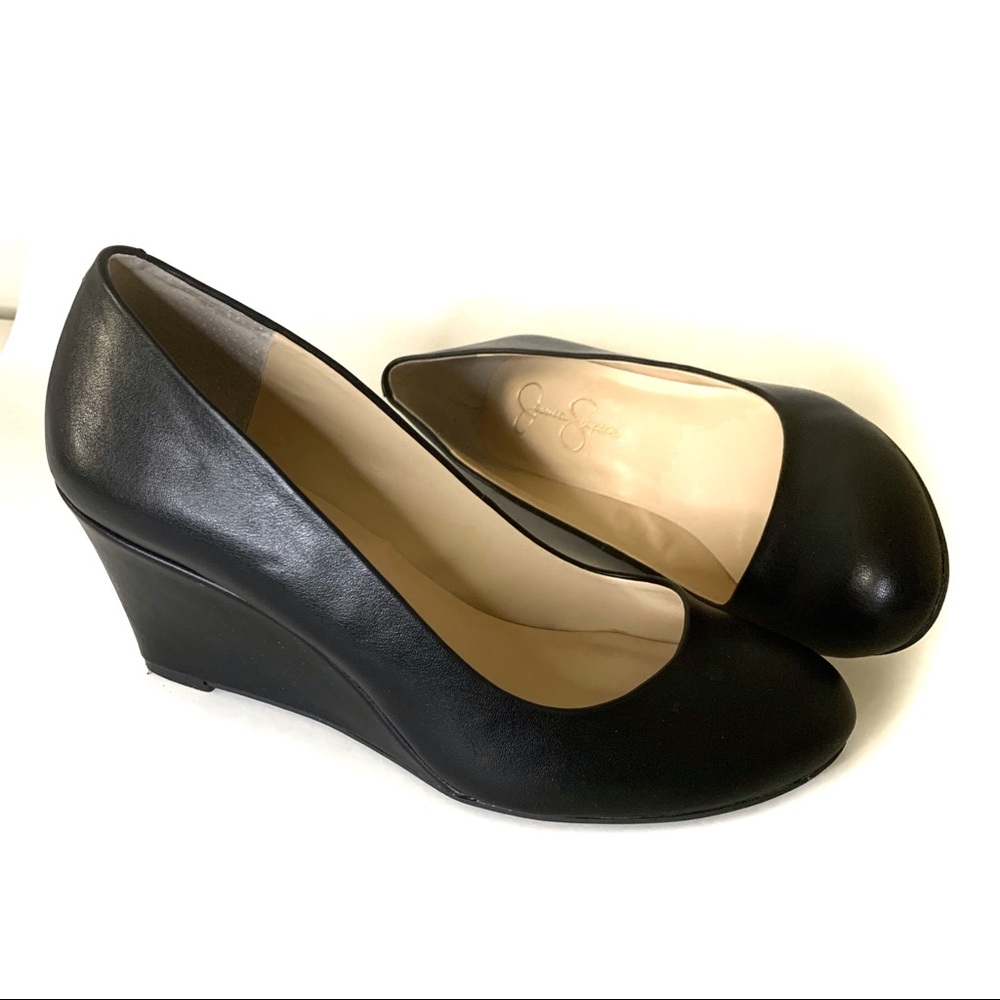 Jessica Simpson Suzanne Black Wedge Heel Round Toe Dress Shoes
